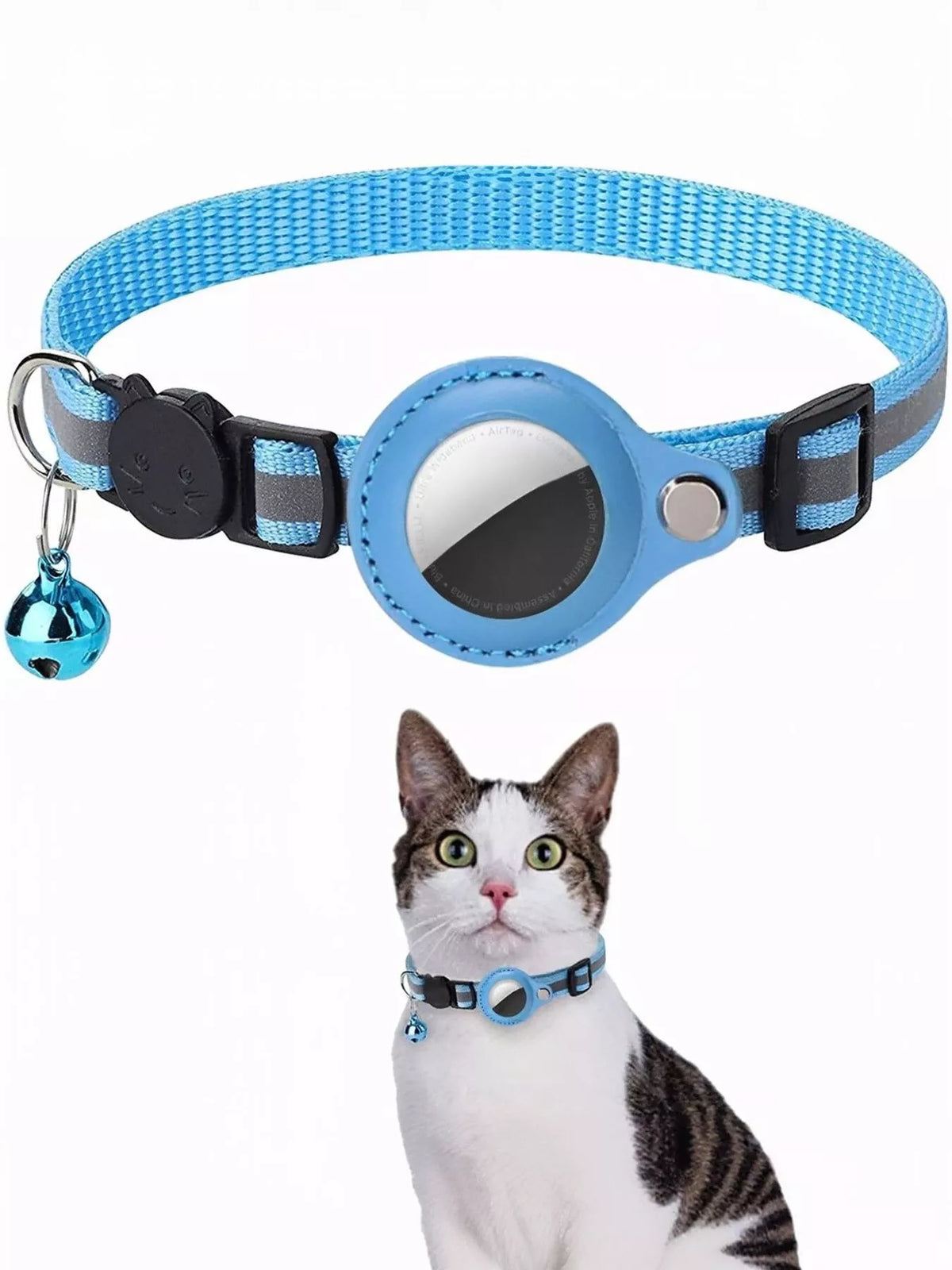 All Devices Airtag Reflective Pet Collar with Bell Anti-Lost Locator