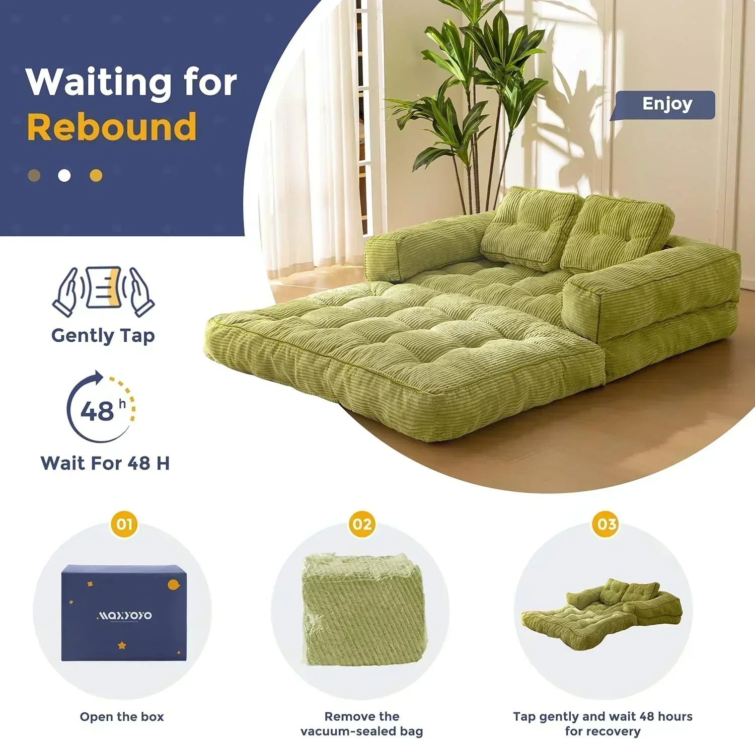 Folding Sofa Bed L-Shaped Convertible Sofa Bed with Armrests and Pillows