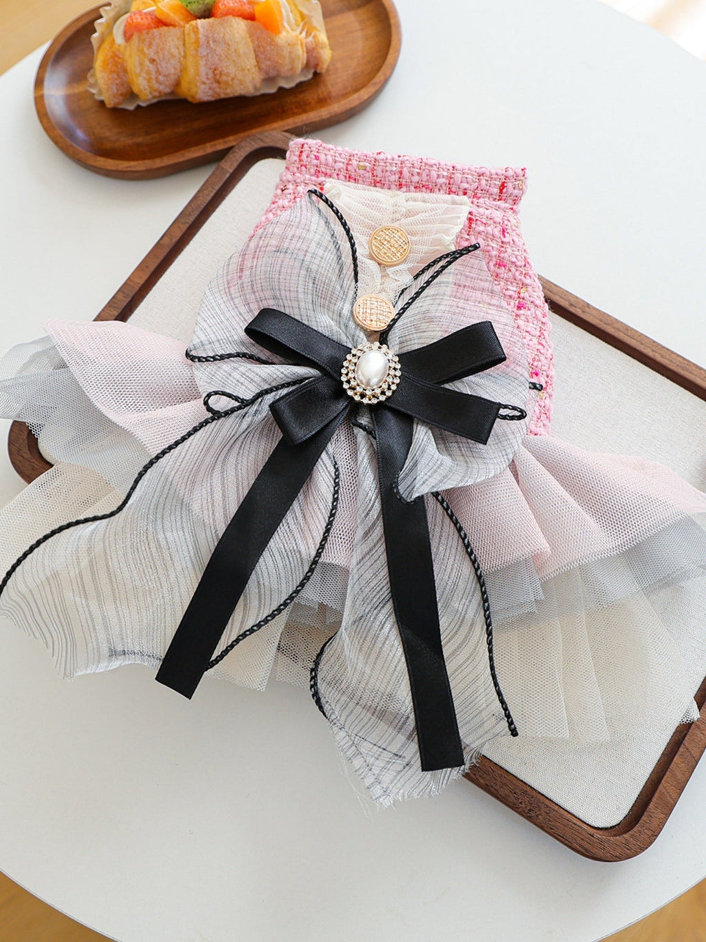 Tweed Pet Dress with Ruffle