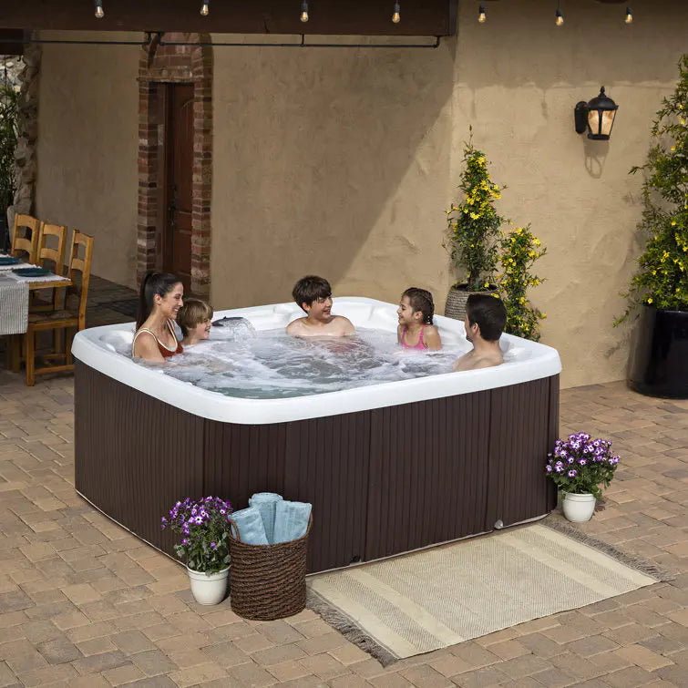 Lifesmart Spas 230 Volt 7 Person 65 Jet Square Hot Tub with Ozonator in Espresso