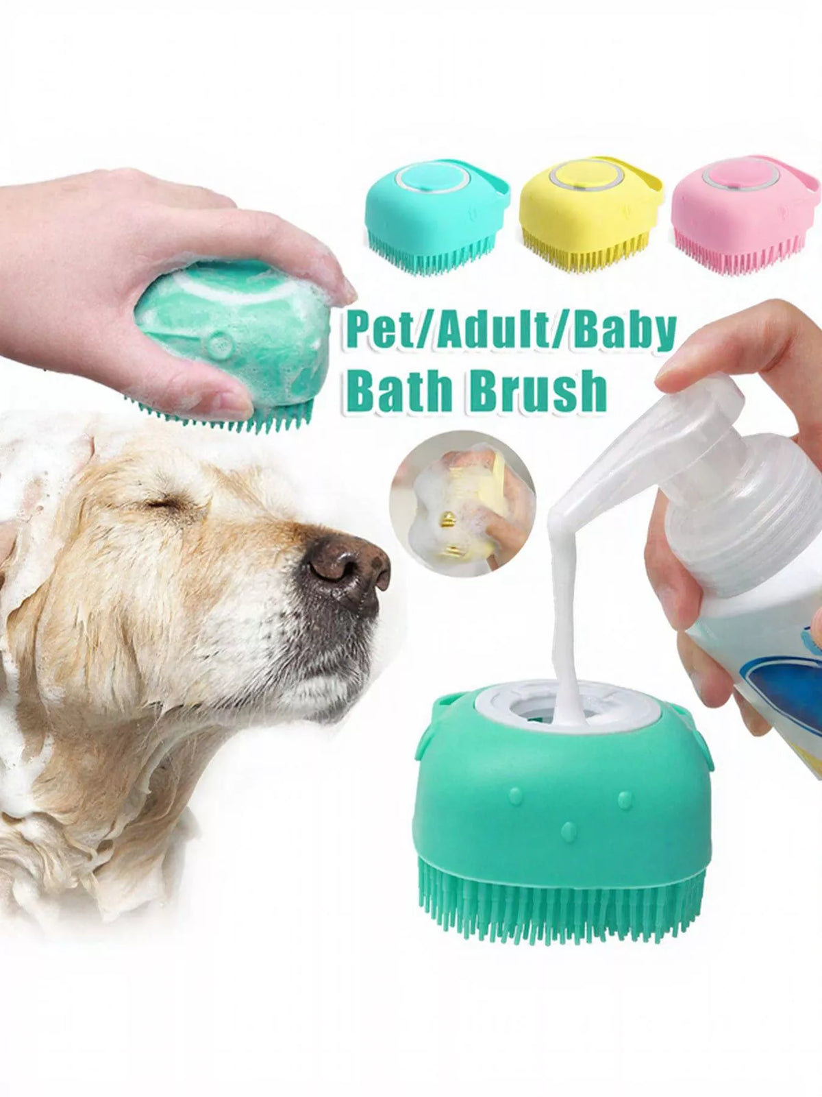 Cute Cartoon Silicone Pet Bath Brush