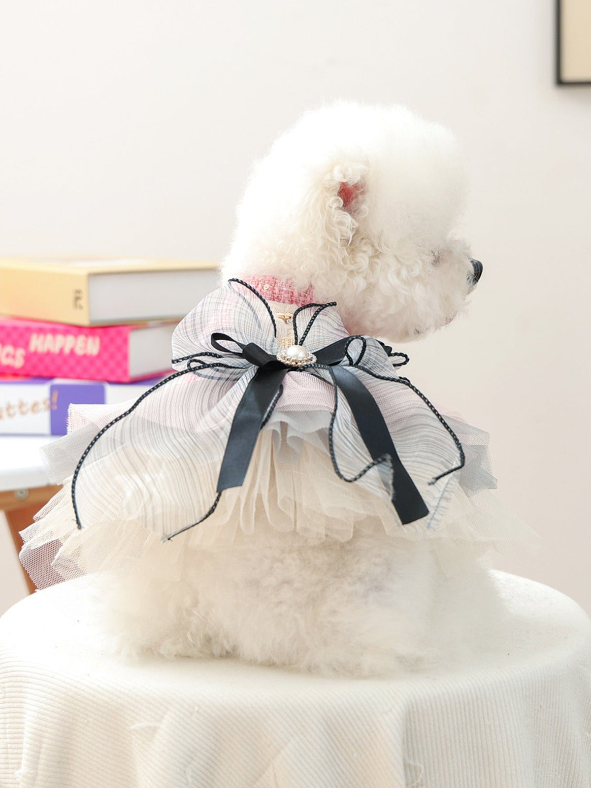 Tweed Pet Dress with Ruffle