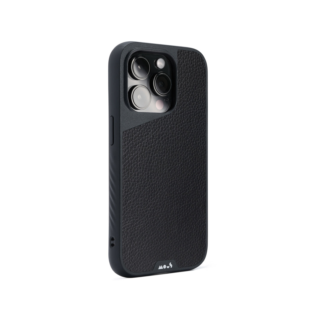 Black Leather Protective Phone Case - Limitless