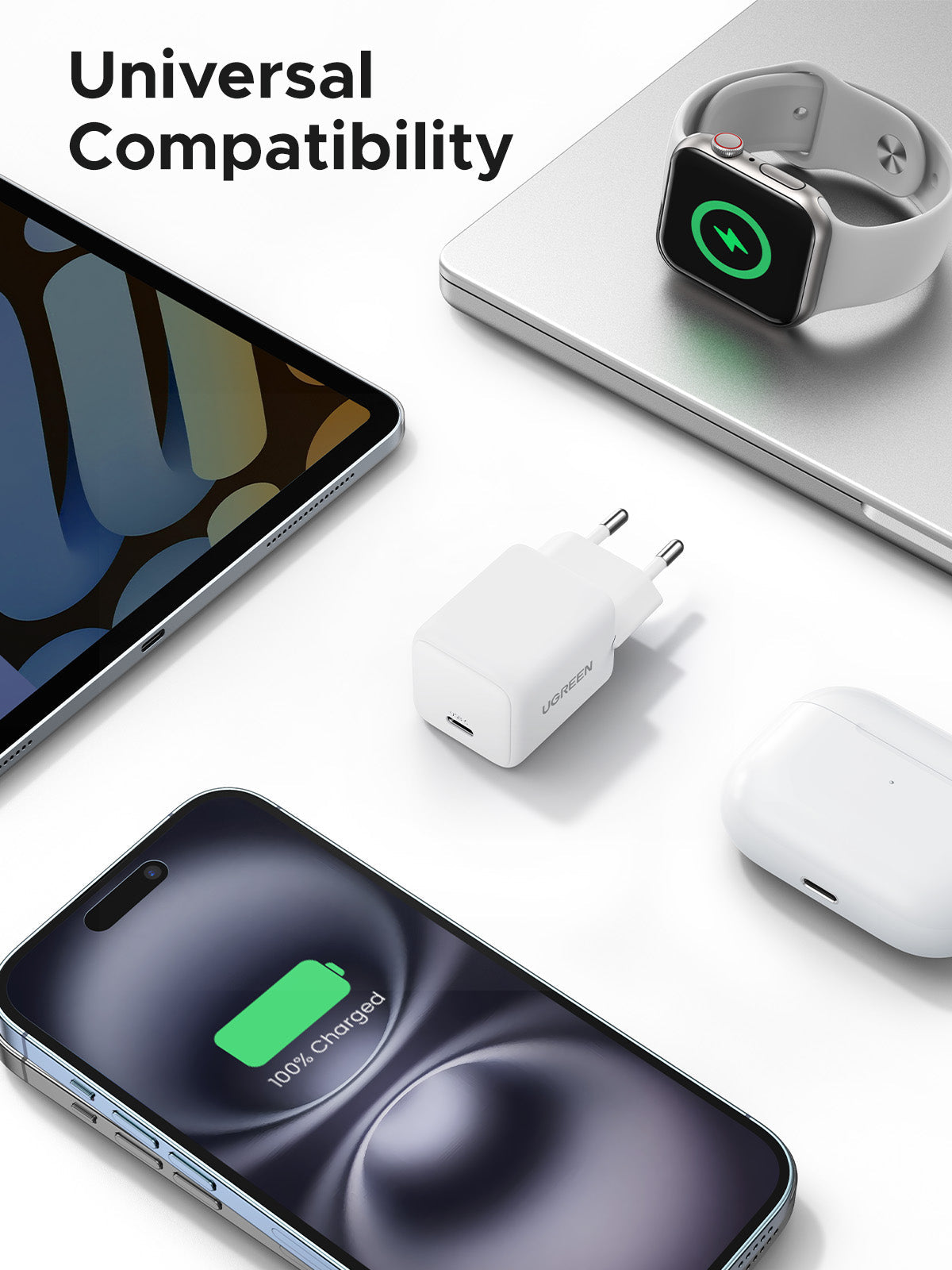 UGREEN Charger USB-C GaN Fast 30W EU White