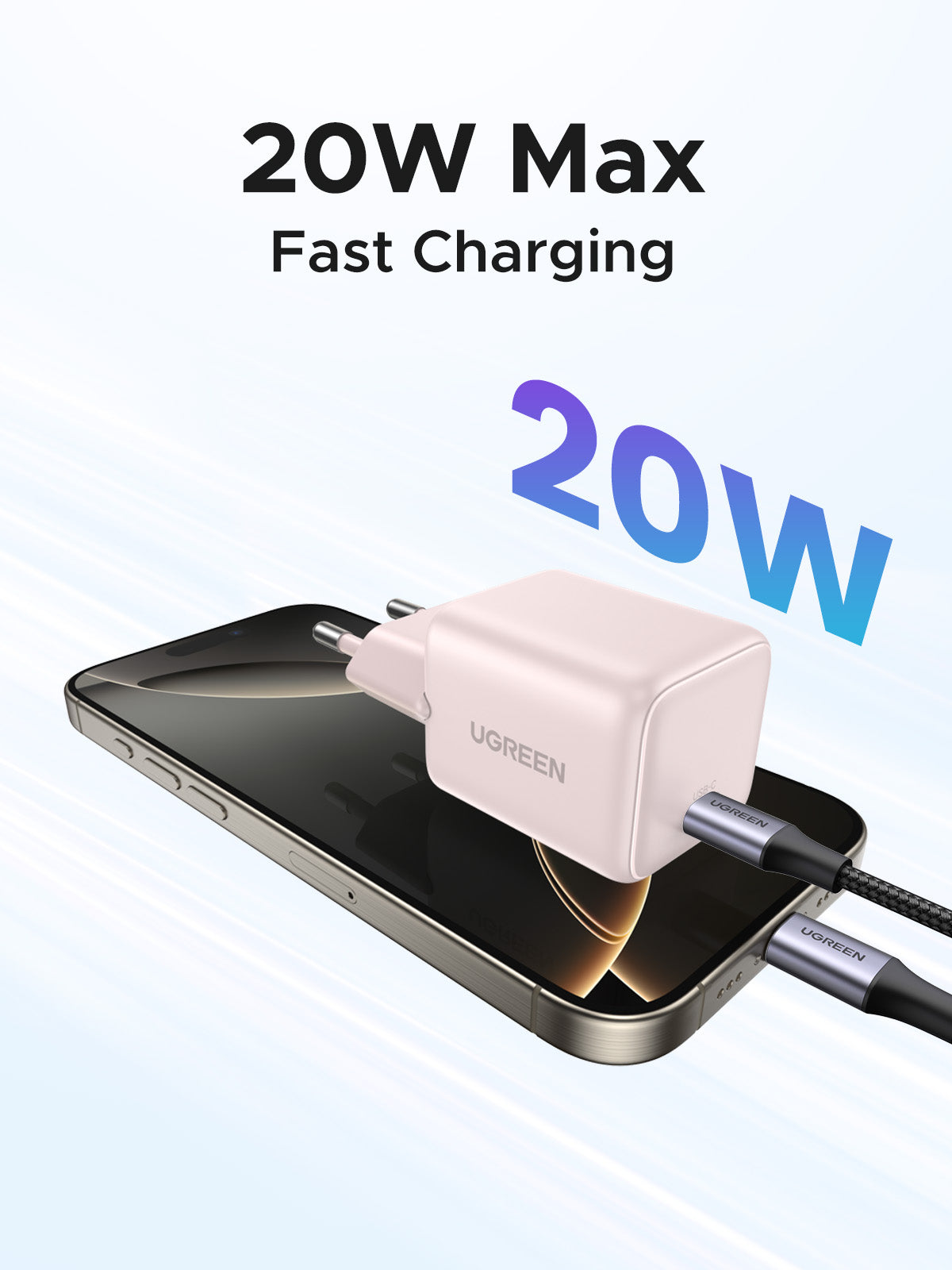 UGREEN Charger USB-C GaN Fast 20W EU Pink