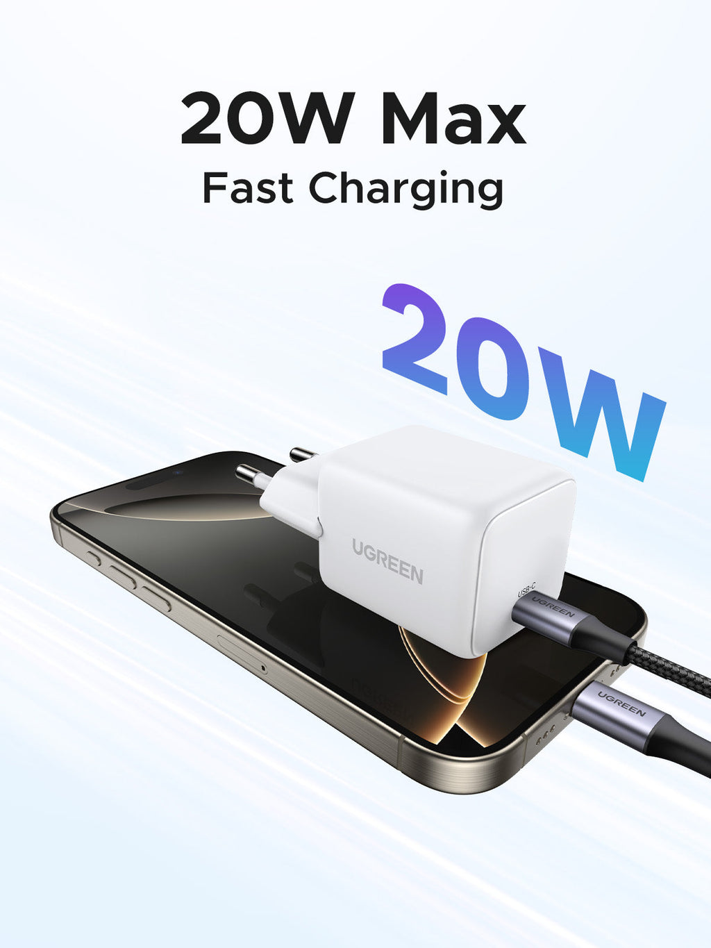 UGREEN Charger USB-C GaN Fast 20W EU White