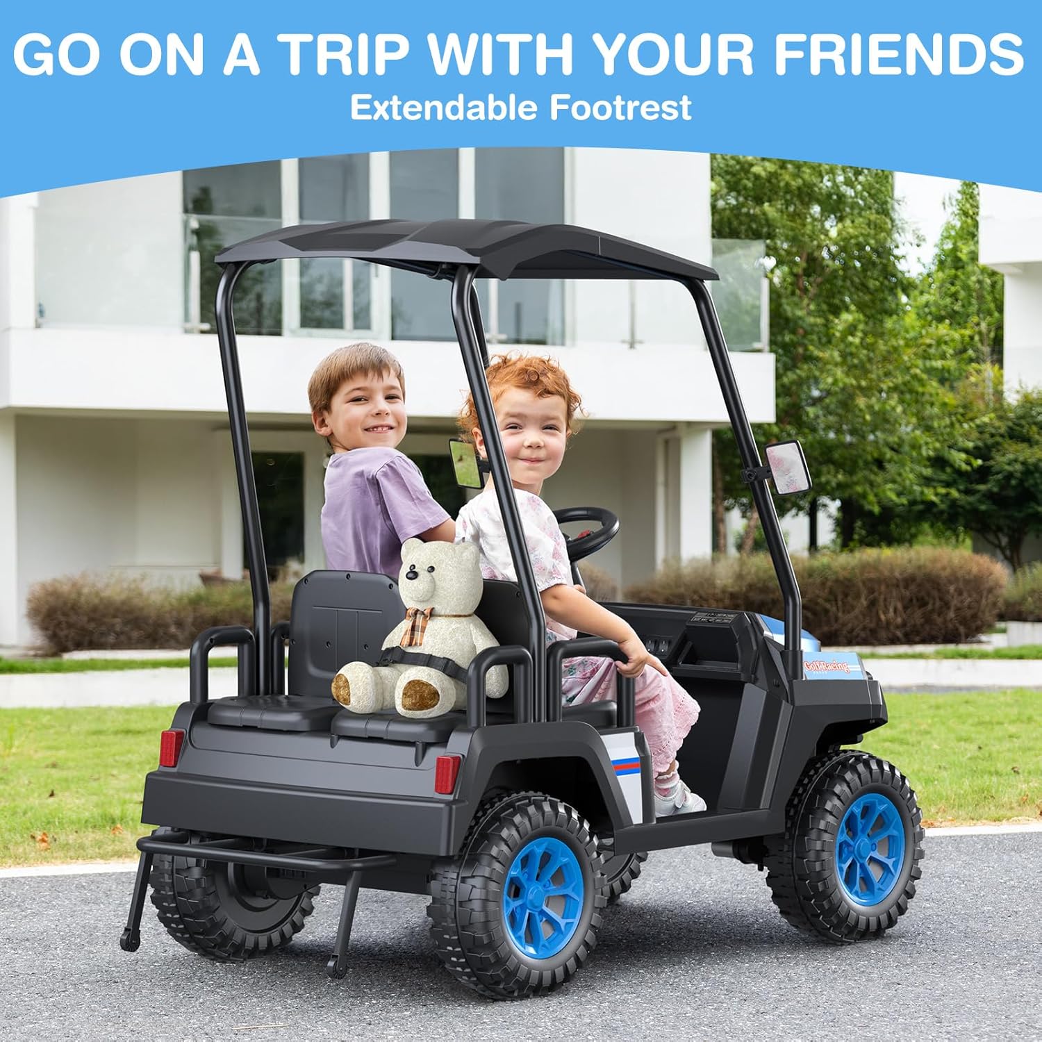 R9 24V Children's Golf Cart with Remote Control Removable Awning