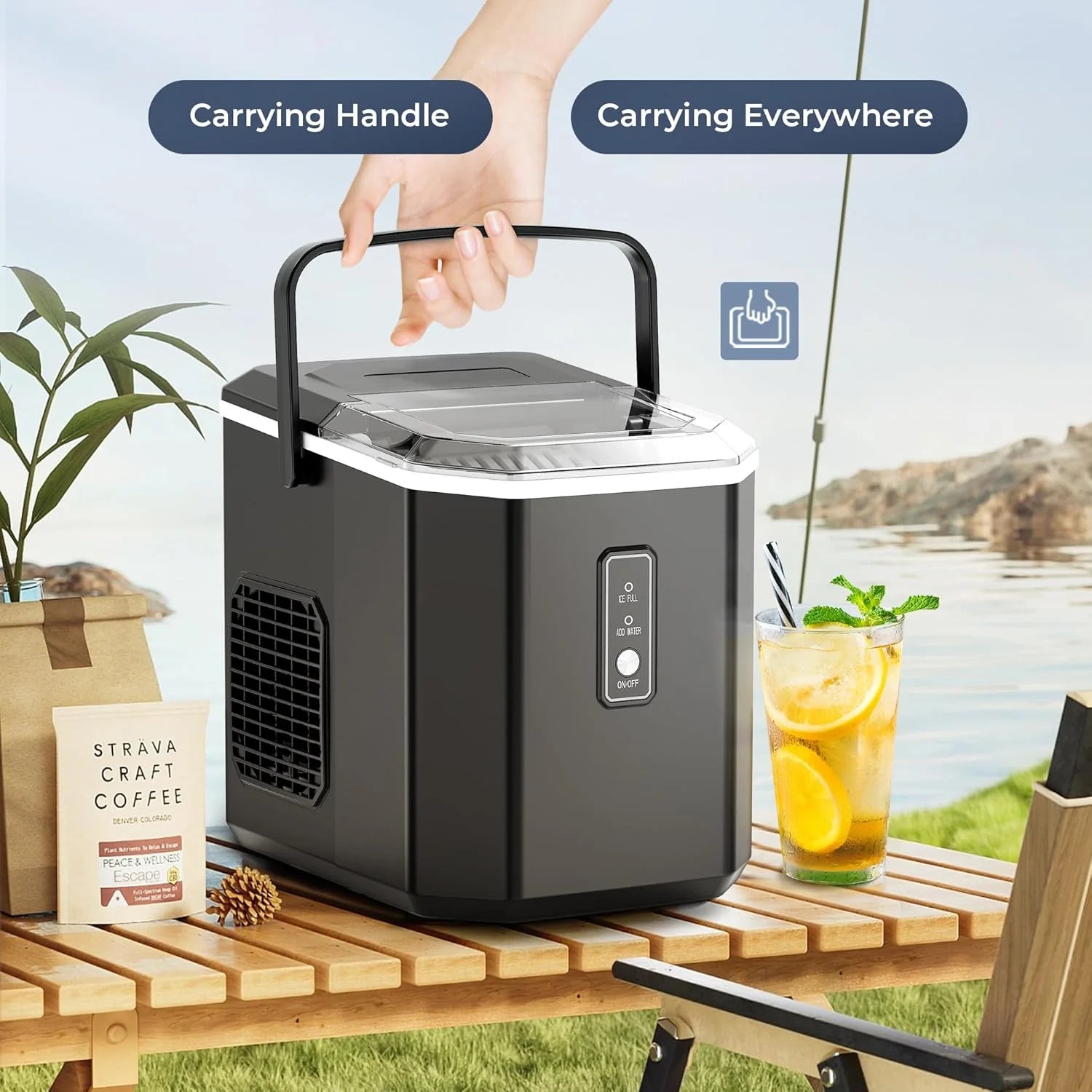 EUHOMY Nugget Ice Maker Countertop, Ready in 8 Mins, 35lbs/24H, Self-Cleaning, Portable Ice Makers Machine with Ice Scoop & Basket, Sonic Ice Maker with Chewable Pellet Ice for Home/Party/RV/Camping
