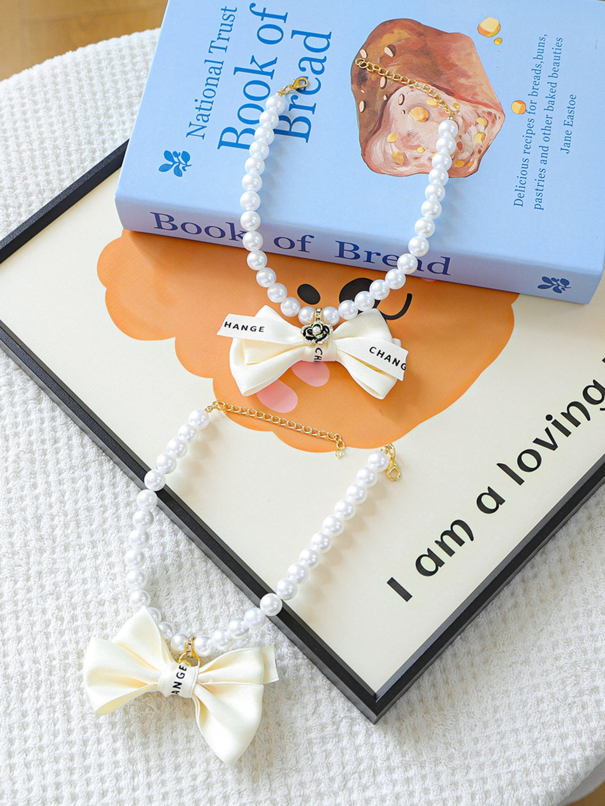 Pearl Bowknot Pet Necklace
