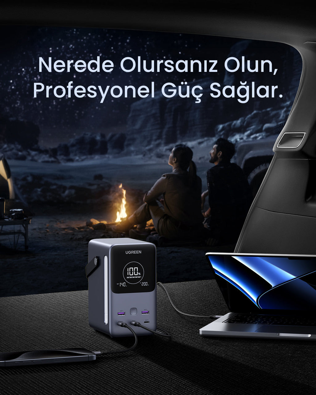UGREEN Nexode Pro Taşınabilir Güç İstasyonu 48000mAh 300W (Akıllı Dijital Ekranlı)