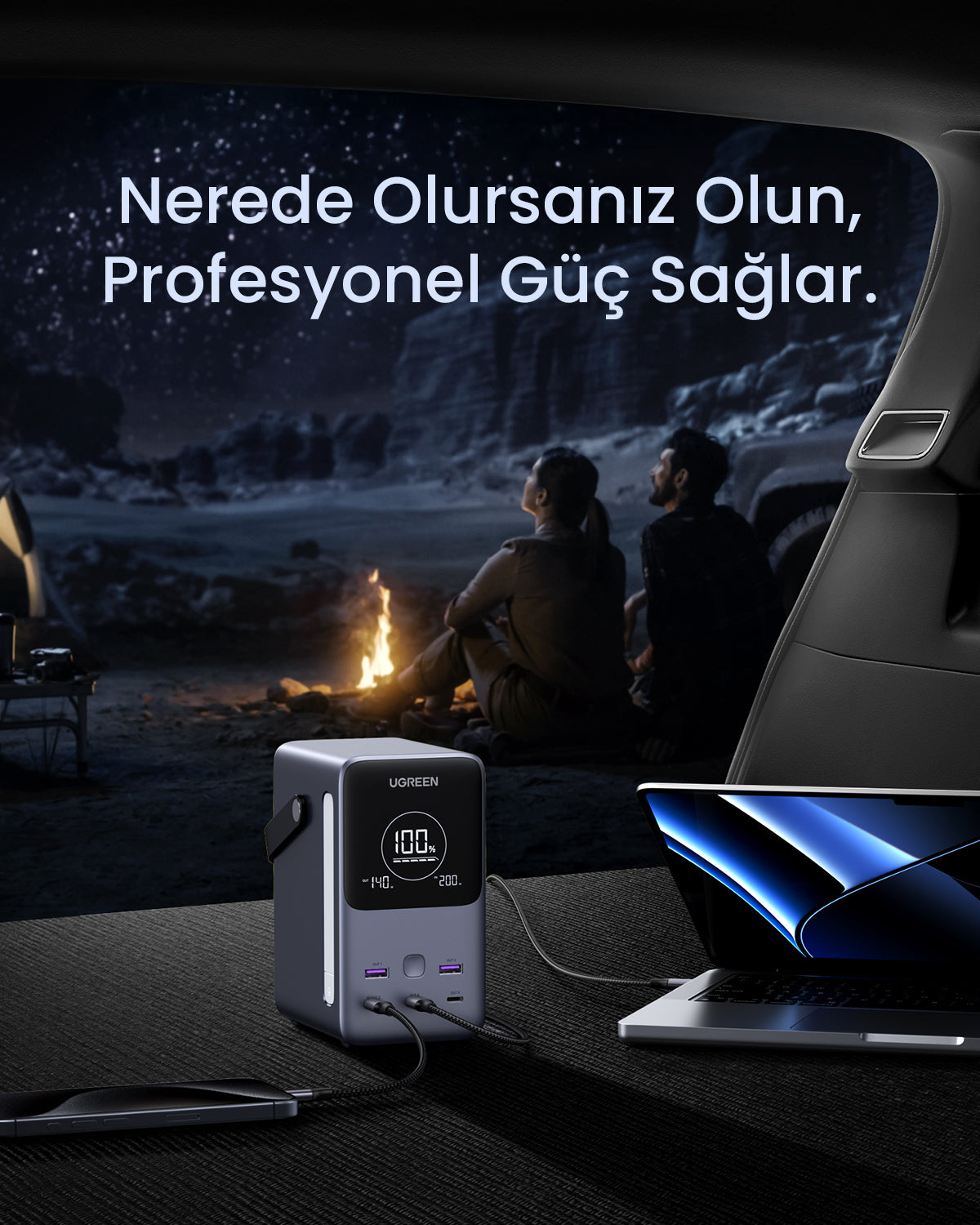 UGREEN Nexode Pro Taşınabilir Güç İstasyonu 48000mAh 300W (Akıllı Dijital Ekranlı)