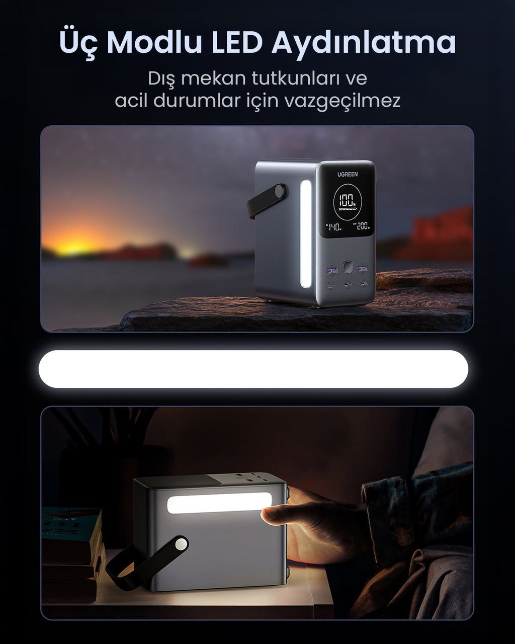 UGREEN Nexode Pro Taşınabilir Güç İstasyonu 48000mAh 300W (Akıllı Dijital Ekranlı)