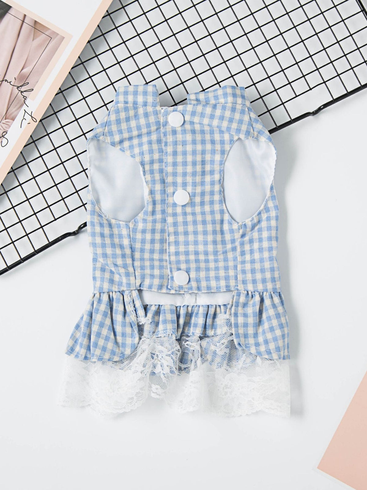 Gingham Ruffle Lace Pet Dress