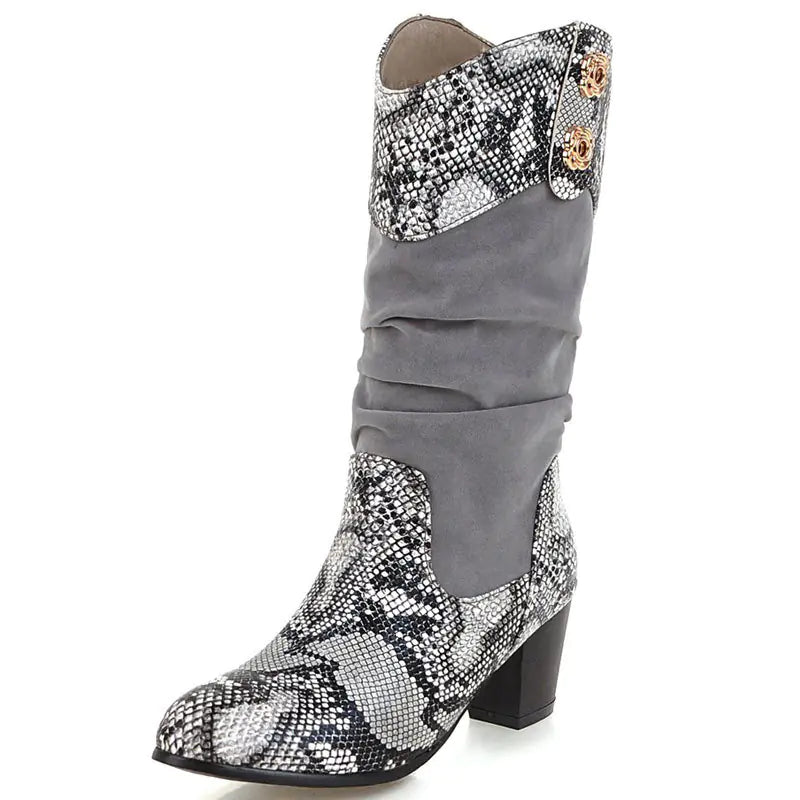 Serpentine Suede Cowboy Boots