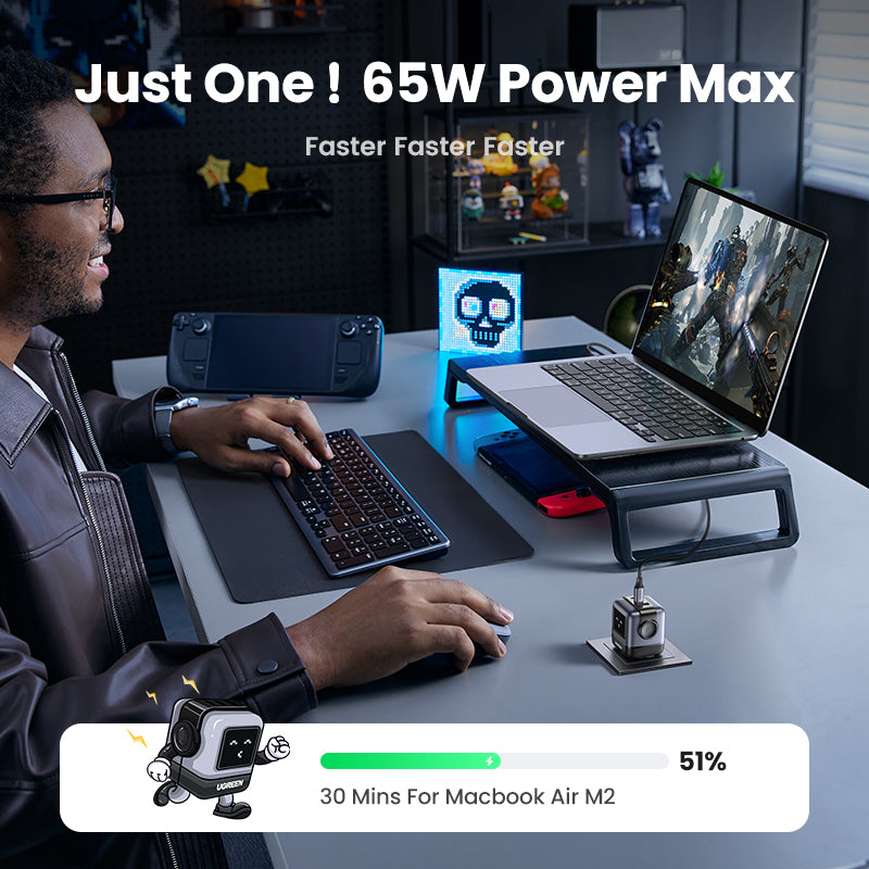 UGREEN Uno Charger RG 3-Port GaN Fast 65W EU Space Gray