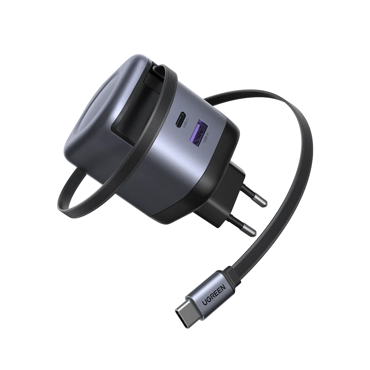 UGREEN Nexode Caricatore Retrattile USB C 65W GaN a 3 porte