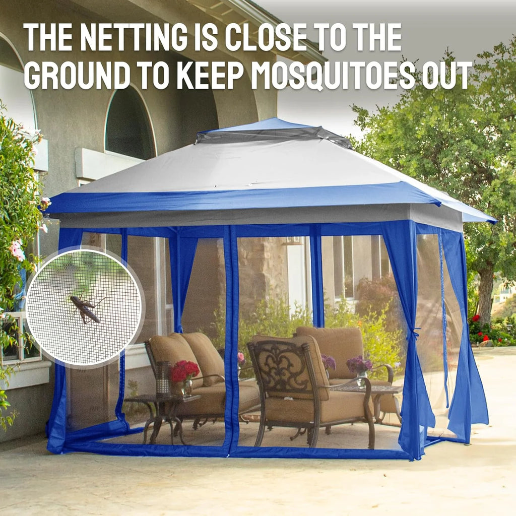 CROWN SHADES 13x13 Pop Up Gazebo, Canopy Tent, Gazebos on Clearance - Outdoor Gazebo for Backyard & Patio Furniture - Carpa Pop Up Tent with Wheeled STO-N-Go Cover Bag (White)