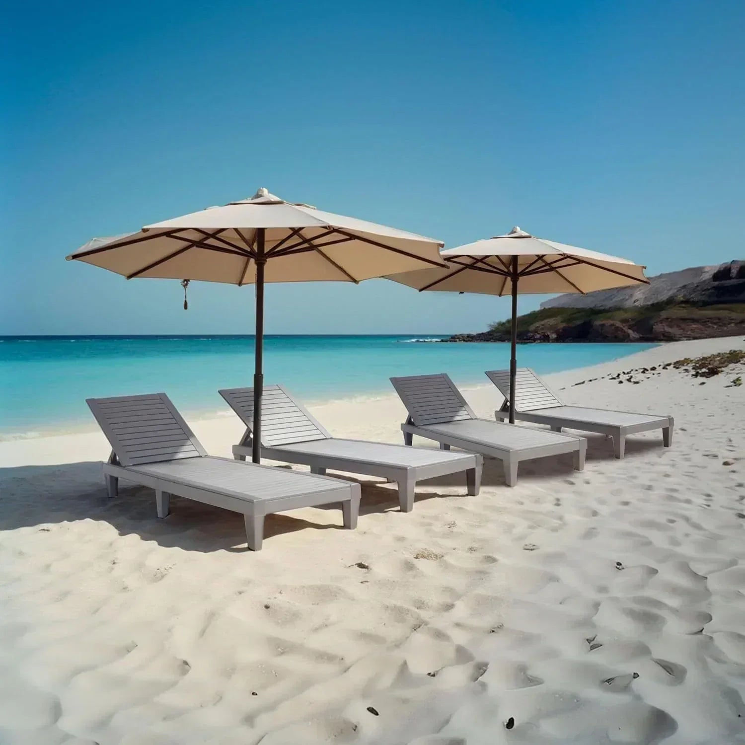 Patio Chairs Black Chaise Lounge Chair Outdoor 5-Position Adjustable Sun Tanning Chair