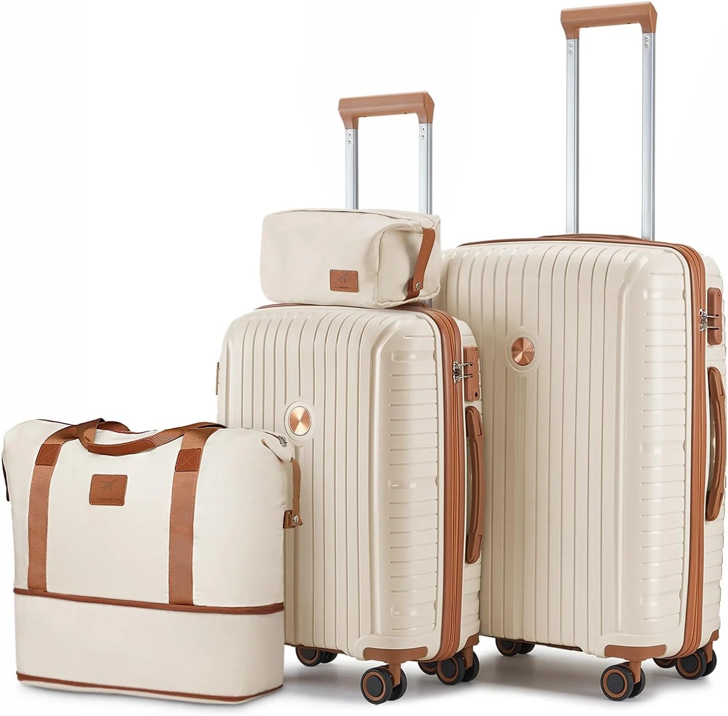5-piece PP hardshell lightweight travel carry-on luggage set with dual spinner wheels and TSA lock