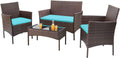 Homall 4-piece outdoor patio furniture set rattan chair wicker set