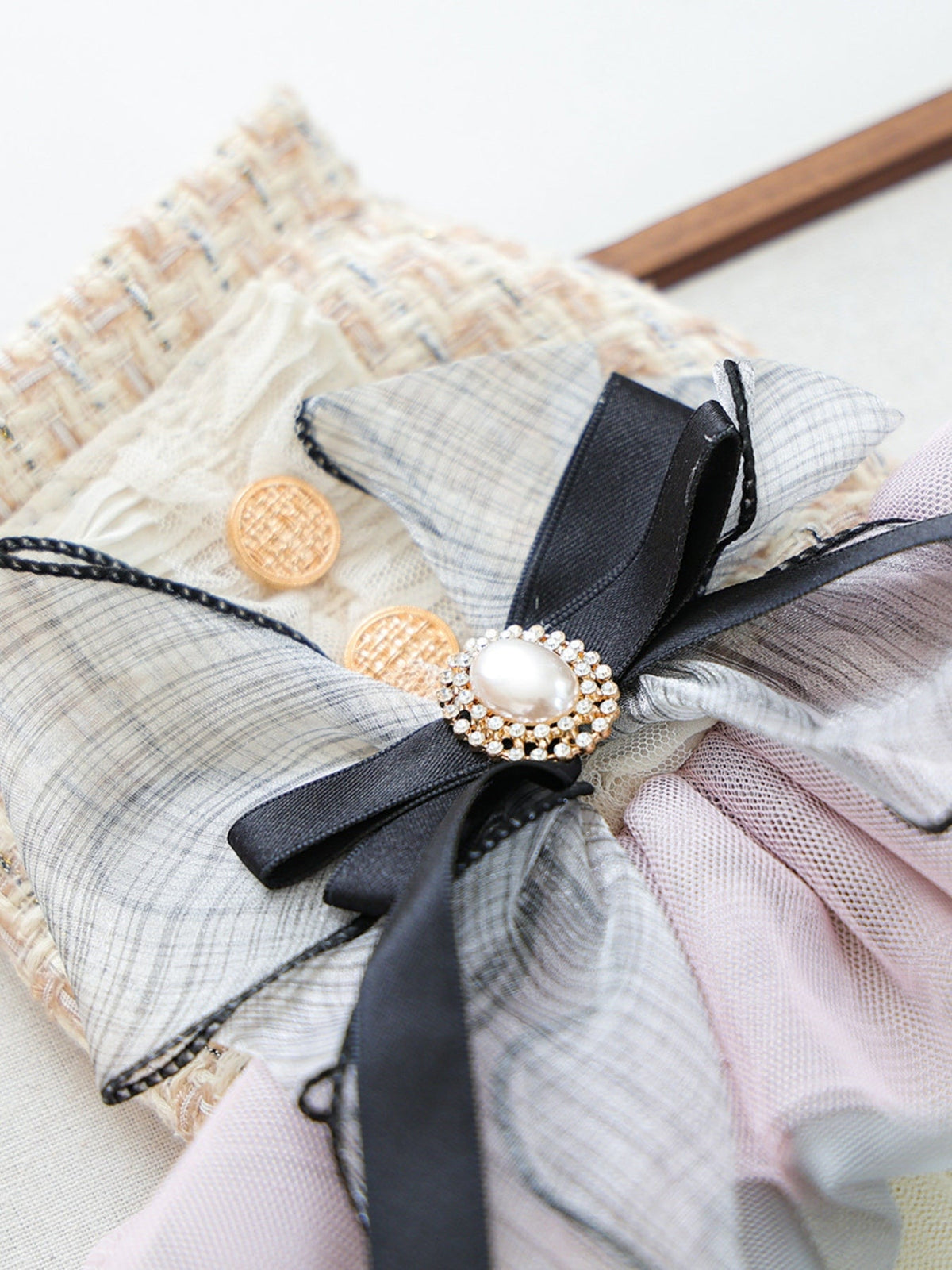Tweed Pet Dress with Ruffle