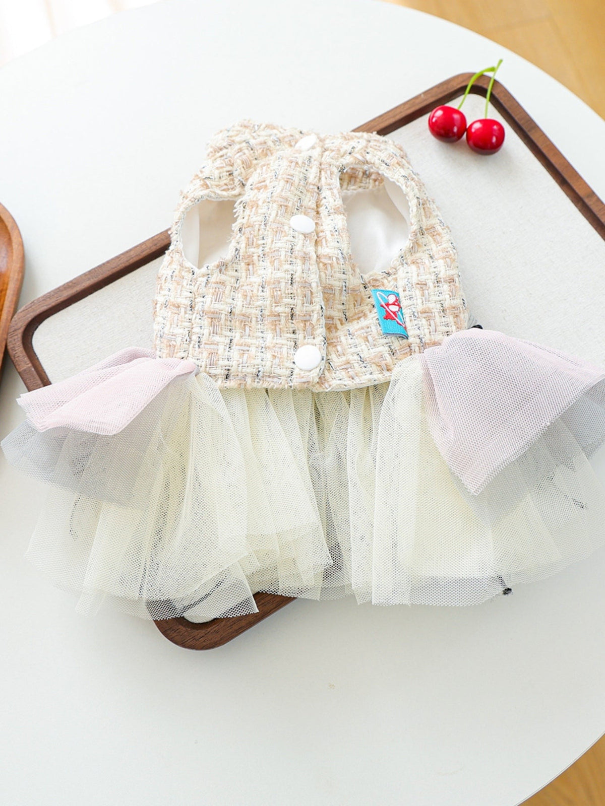 Tweed Pet Dress with Ruffle