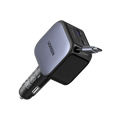 UGREEN 60W Cargador Coche Retráctil Carga Rápida con Cable Retractil