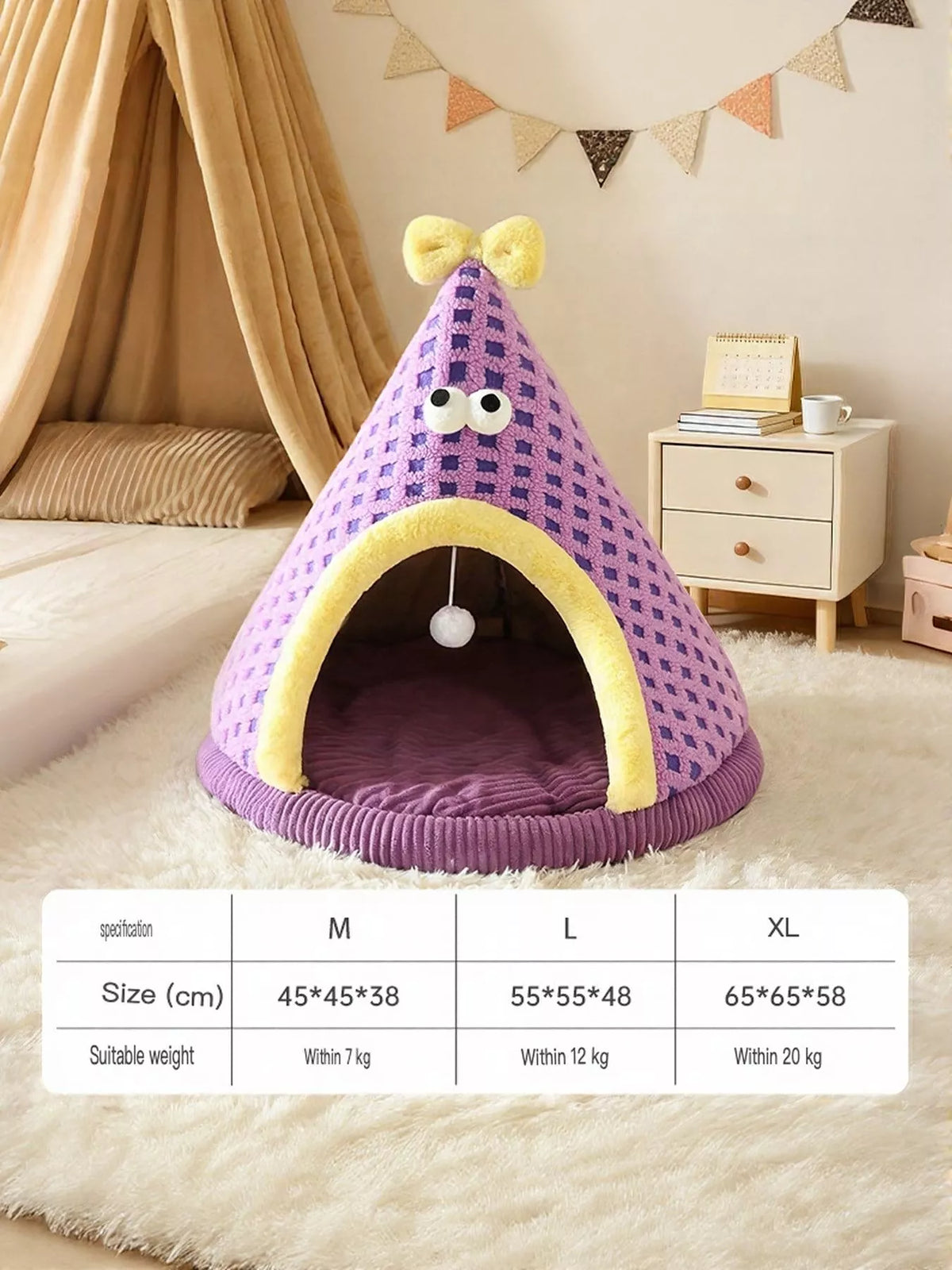 Cute Cartoon Style Pet Nest with Hanging Ball