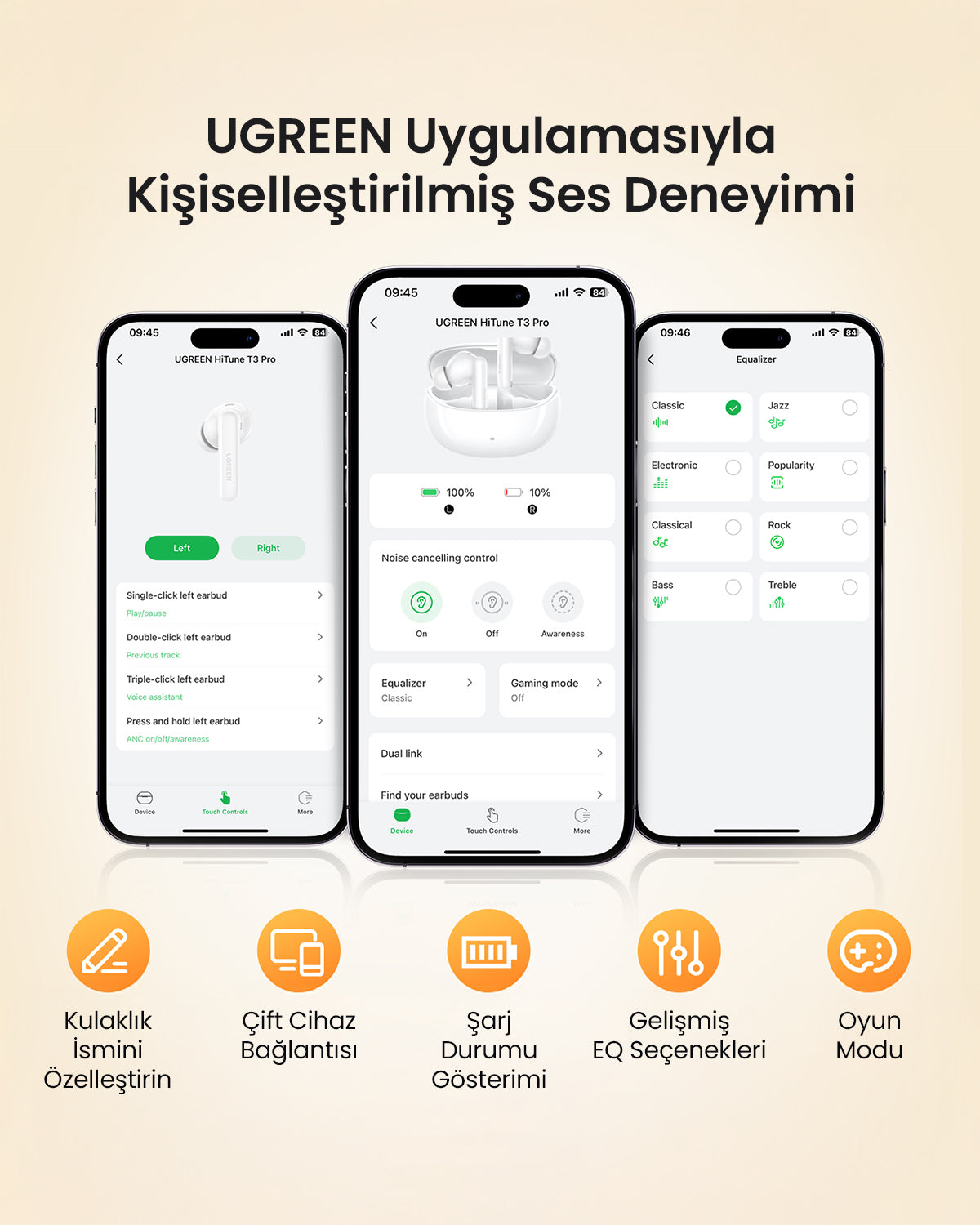 UGREEN HiTune T3 Pro Aktif Gürültü Engelleyici Kulaklık