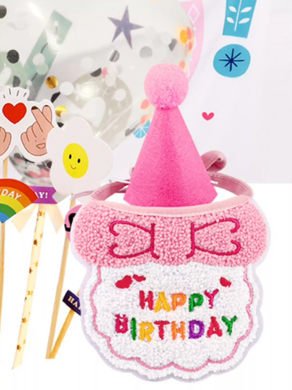 7 Piece Pet Birthday Hat & Scarf Set