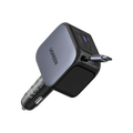 UGREEN 145W Retrattile Caricatore Auto, Caricabatteria Accendisigari USB C Ricarica Rapida 4 Porta