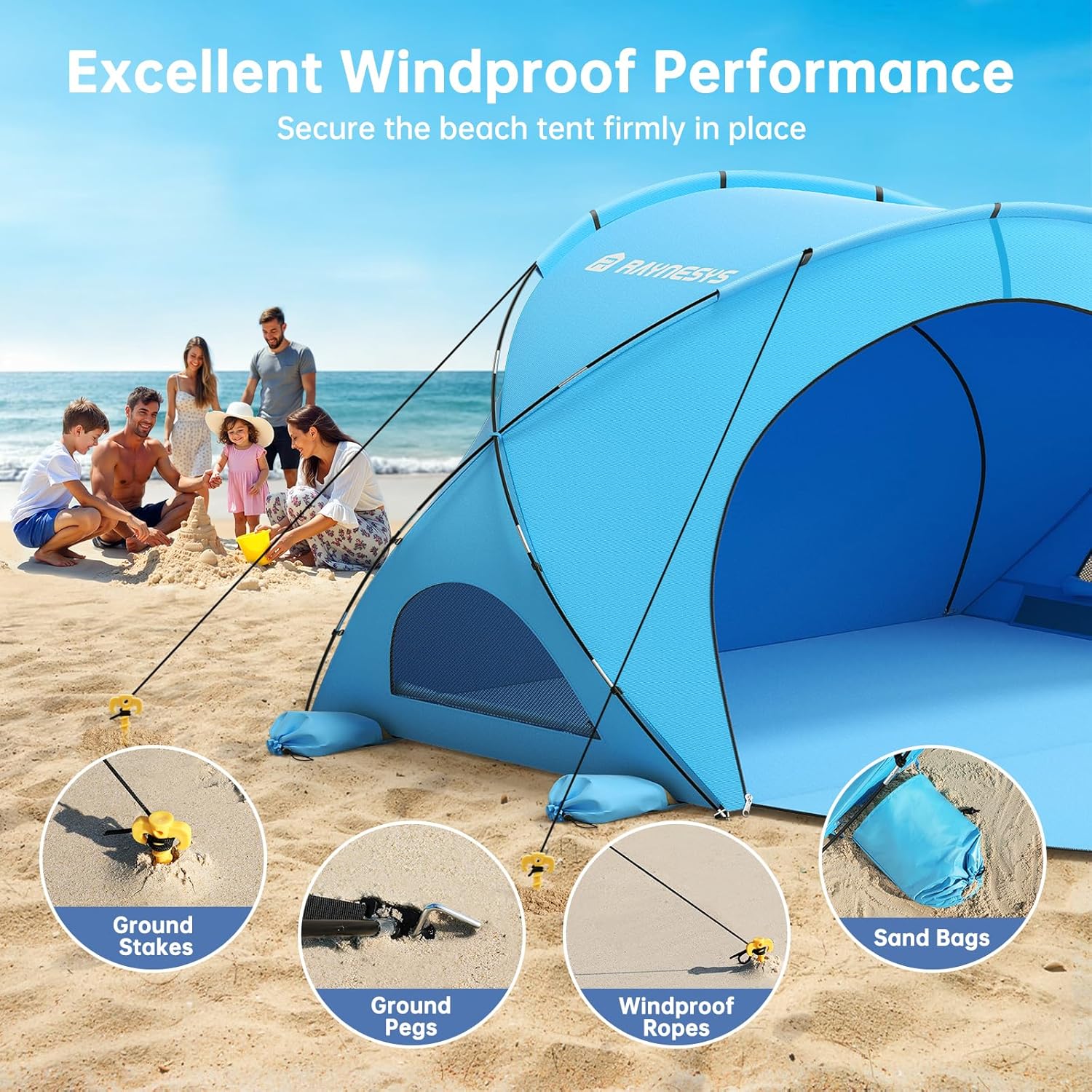 Beach Tent Sun Shelter Beach Shade Tent with UPF50+ UV Protection Beach Sun Shelter Beach Shade