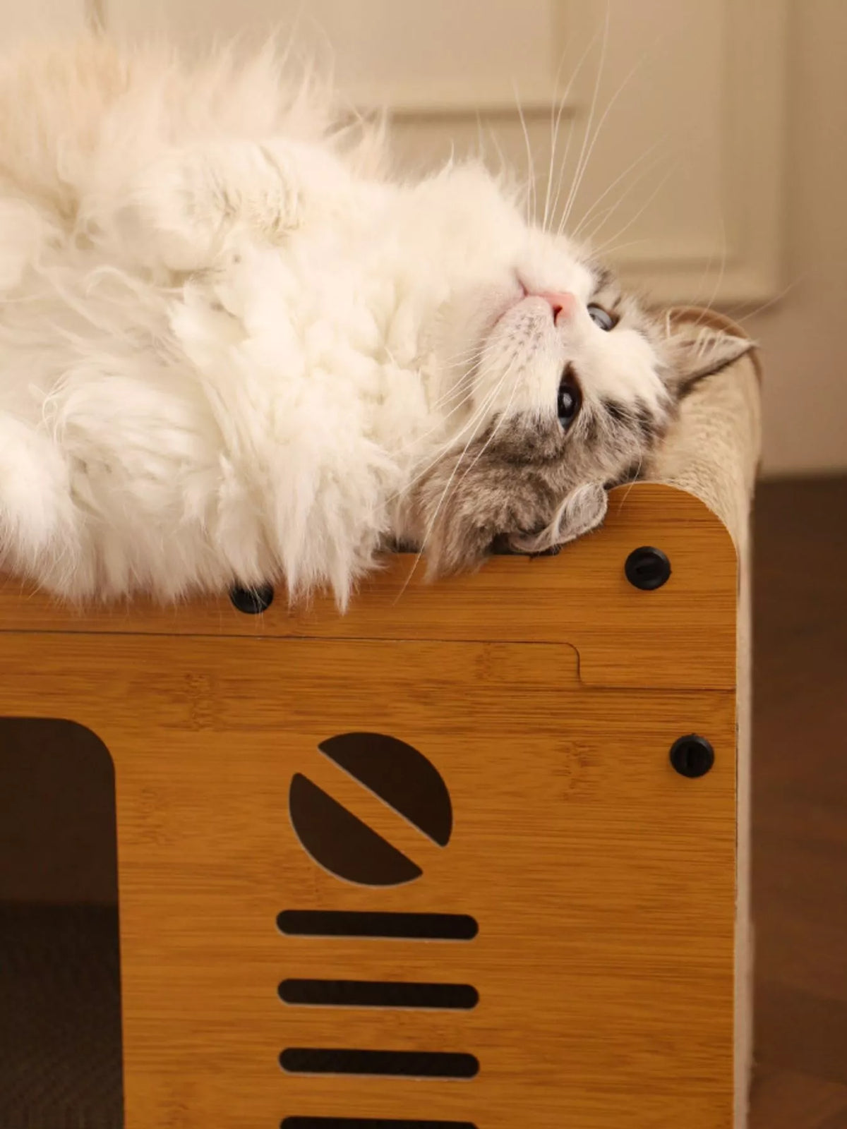 Wooden Cat House with Scratching Pad