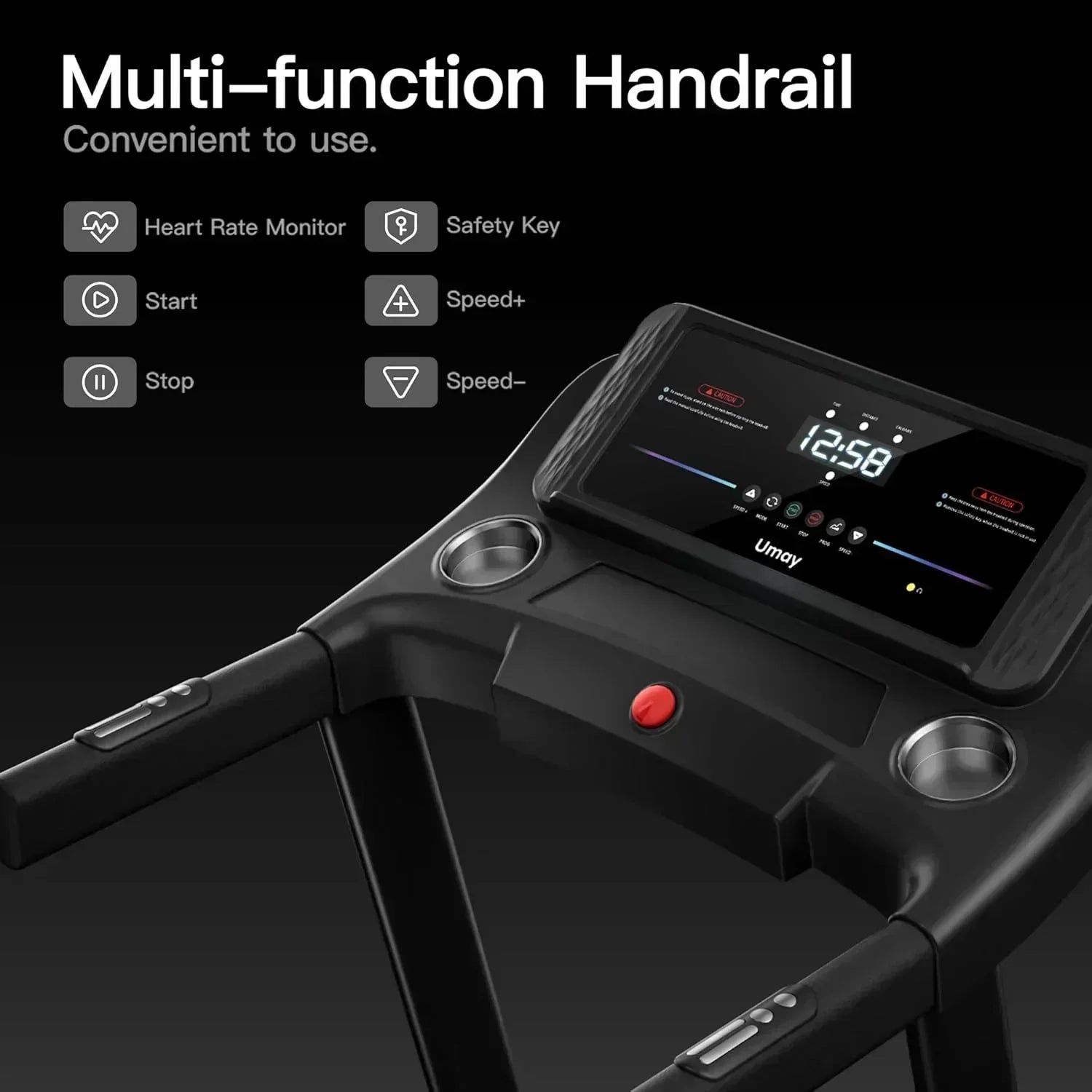UMAY household folding tilt treadmill with heart rate sensor Low noise