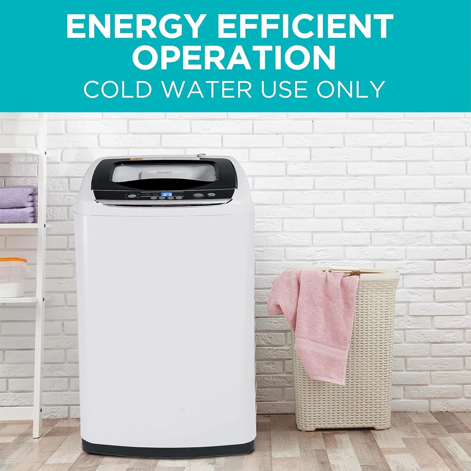 Portable Washer 6.6 lb. Capacity Washing Machine for Homes & Apartments 5 Wash Cycles Quick Connect Sink Adapter and Drain Hose Included Transparent Lid