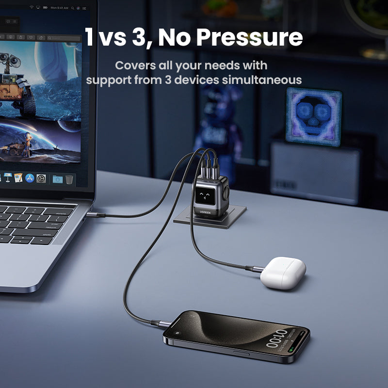 UGREEN Uno Charger RG 3-Port GaN Fast 65W EU Space Gray