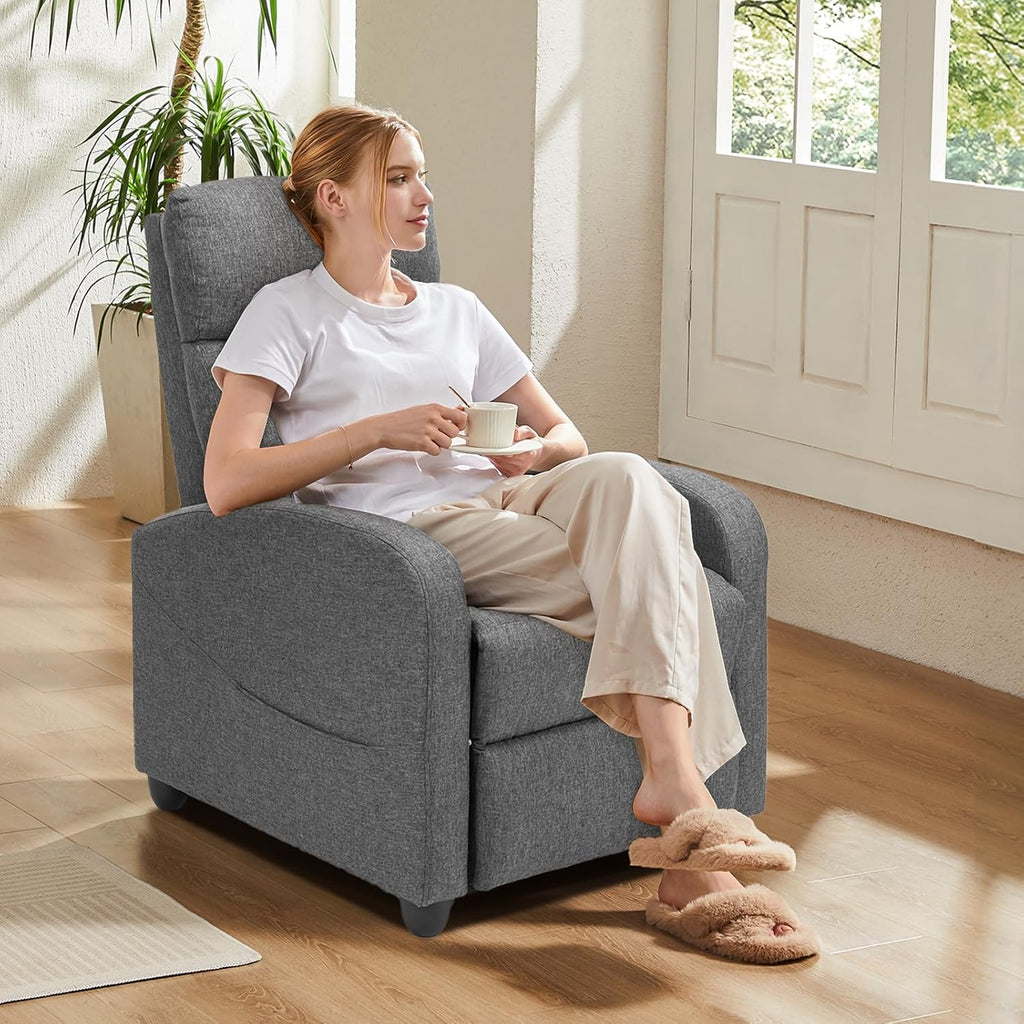 Sweetcrispy Recliner Chair, 360 Swivel Rocker Chair for Adults, Glider Rocker Recliners, Nursery Chairs for Living Room, High Back, Upholstered Deep Seat, Classical Brown