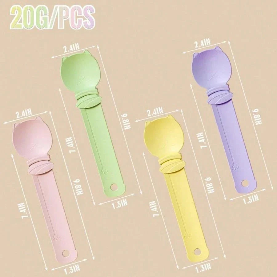 4-Piece Cat Treat Squeeze Spoon Set – Multifunctional Wet Food & Purée Dispenser for Lickable Treats