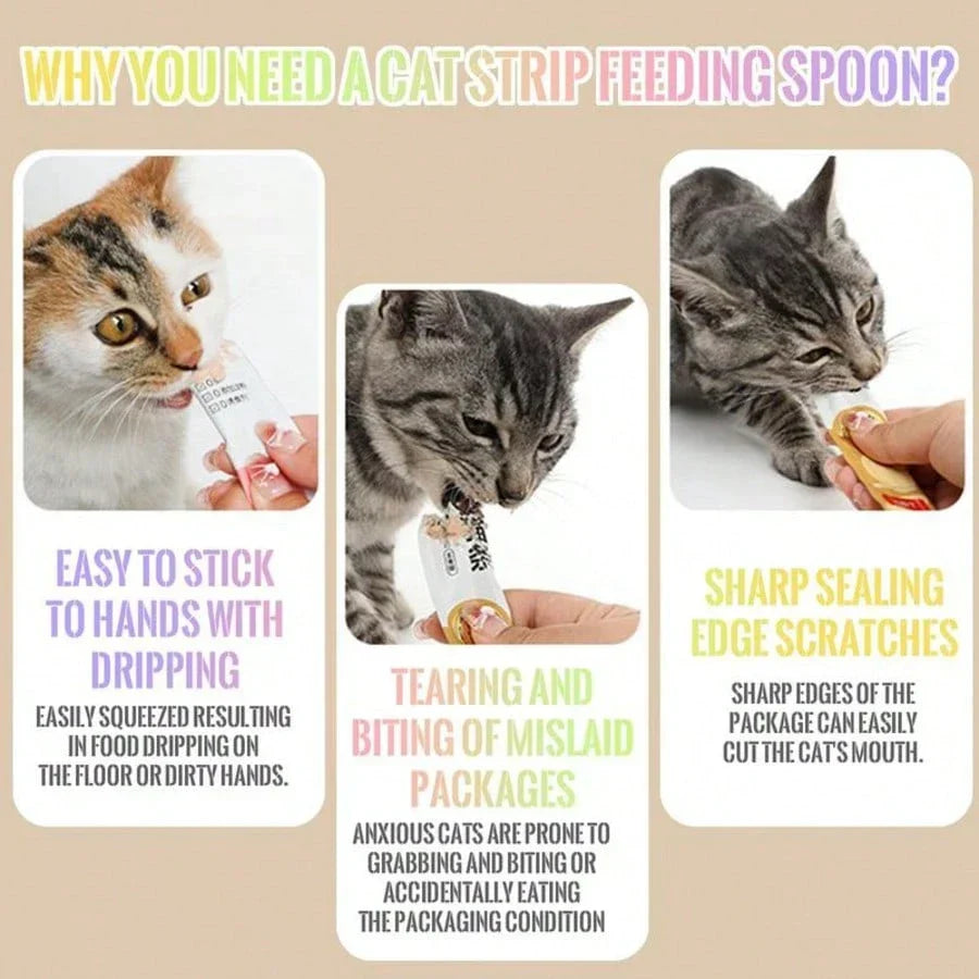 4-Piece Cat Treat Squeeze Spoon Set – Multifunctional Wet Food & Purée Dispenser for Lickable Treats