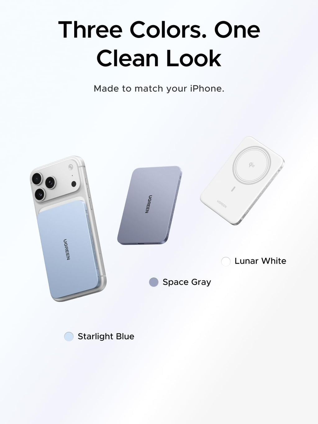 UGREEN MagFlow Air Magnetic Power Bank 5000mAh 20W Starlight Blue