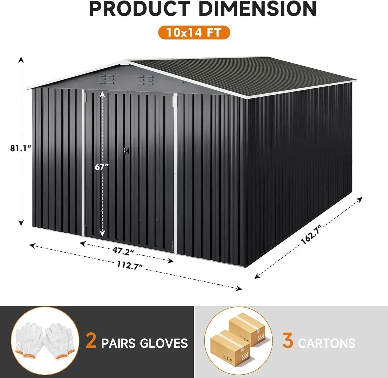 polar aurora 8x12 ft outdoor storage shed metal garden shed frame structure tool sheds