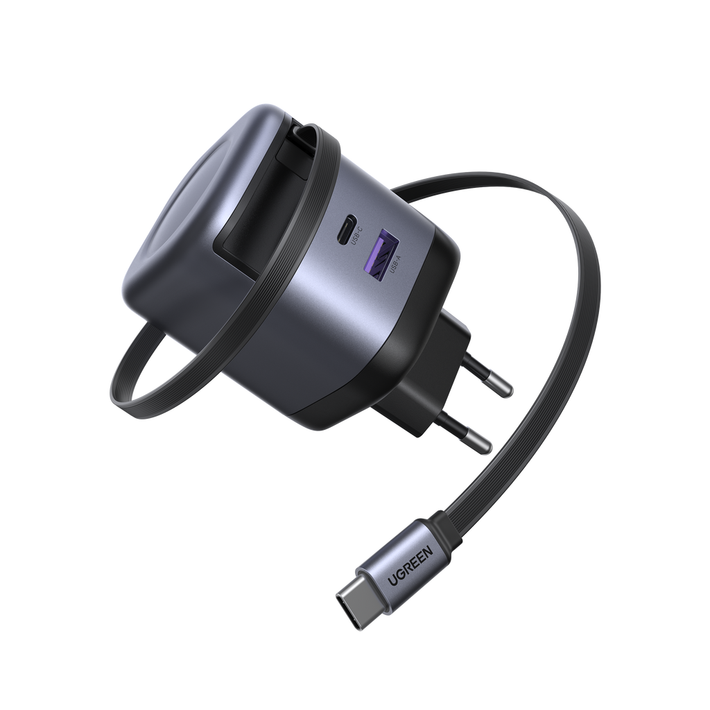 UGREEN Nexode หัวชาร์จแบบยืดหดได้ บิวท์อินสาย USB-C 65W