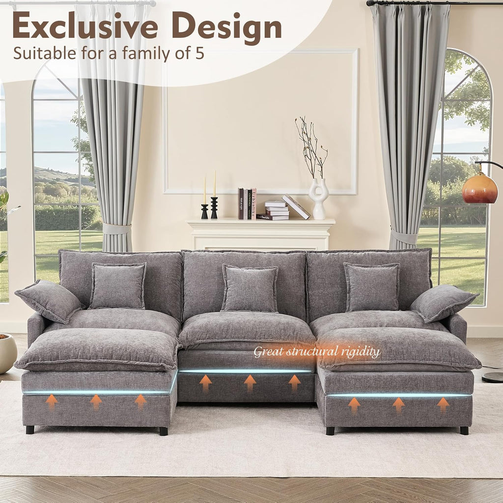 108 Inch U Shape Sofa Sectional Sofa Comfortable Cloud Sofa Living Room Deep Seat Sofa