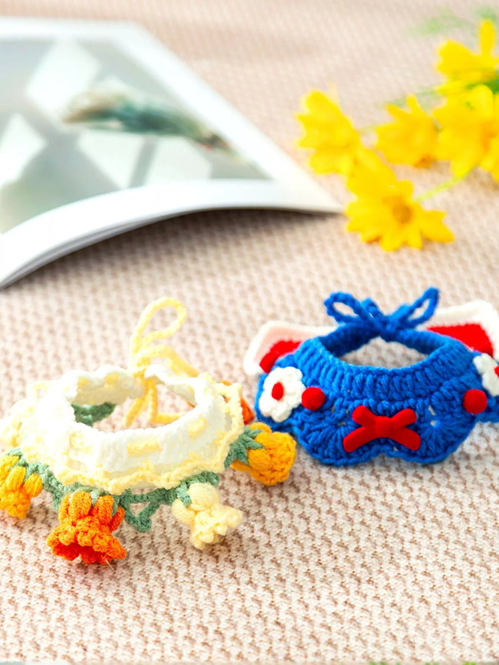 Handmade Crochet Floral Pet Scarf