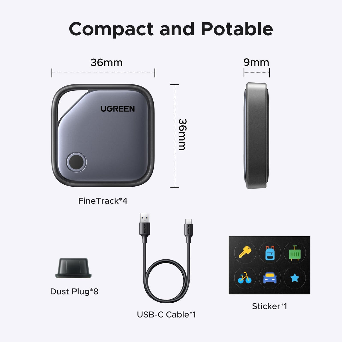 UGREEN FineTrack with Apple Find My (iOS Only), Rechargeable Battery