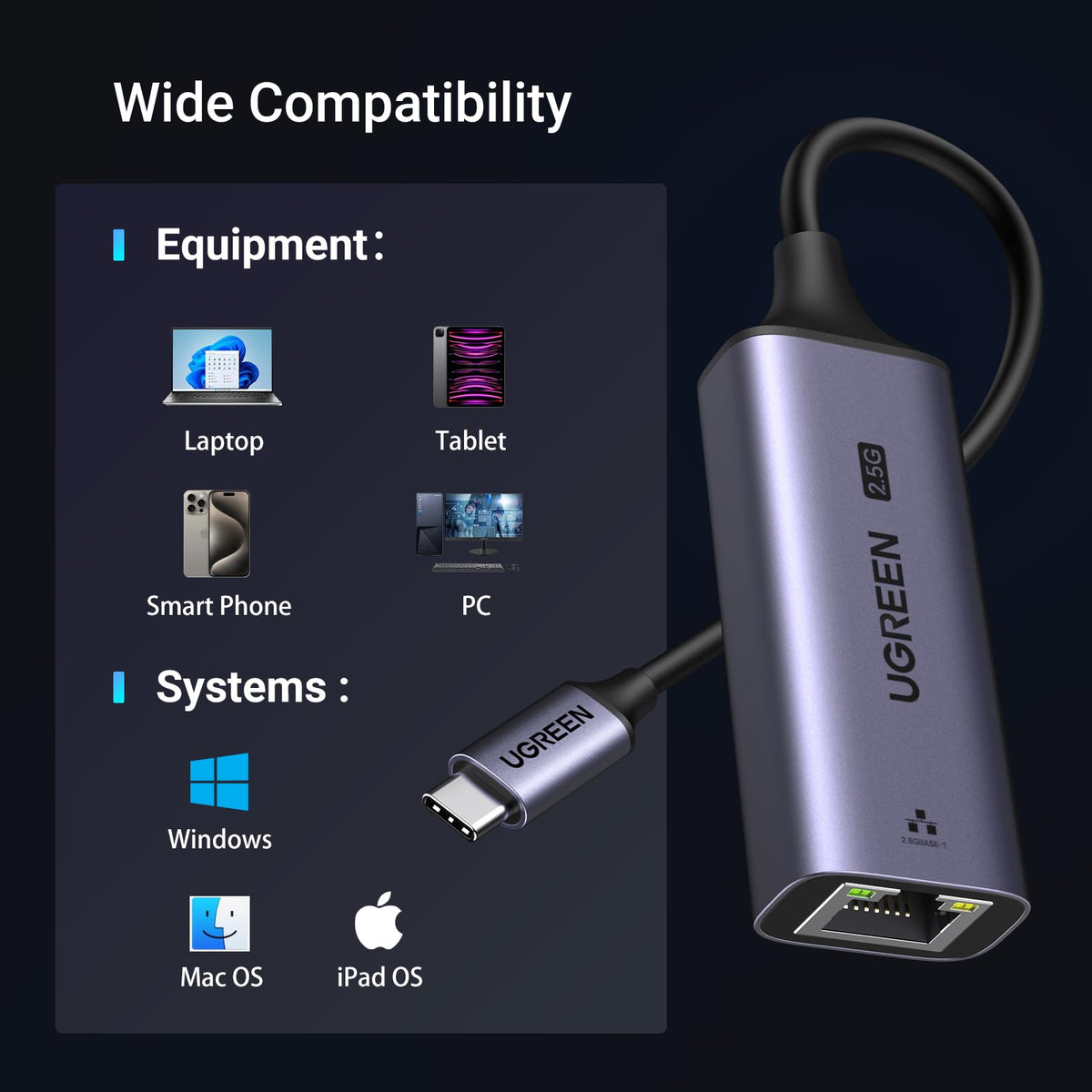 UGREEN USB C Ethernet Adapter 2.5G