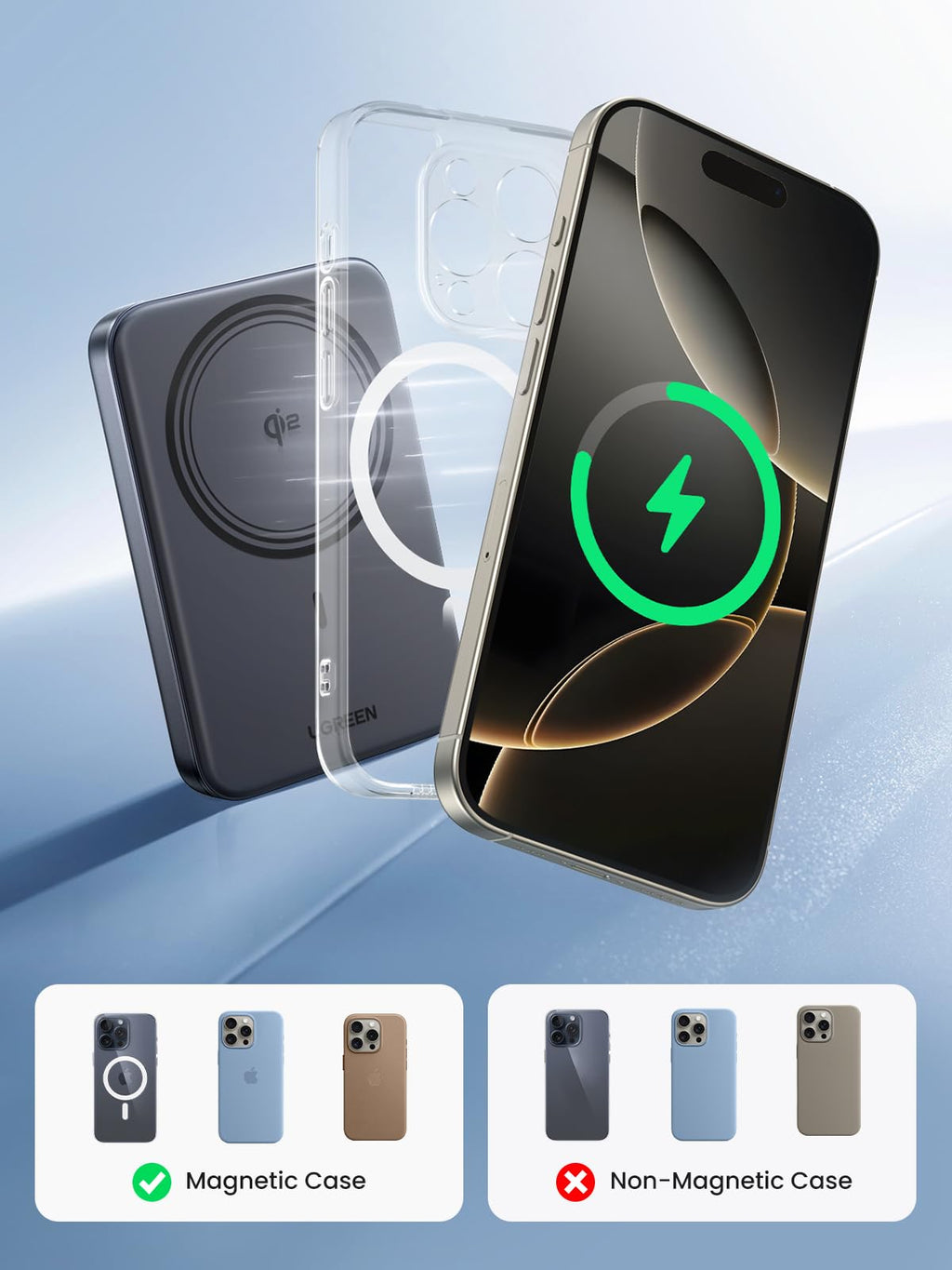 UGREEN Magnetic Wireless Power Bank 10000mAh 30W 1C+15W Space Gray