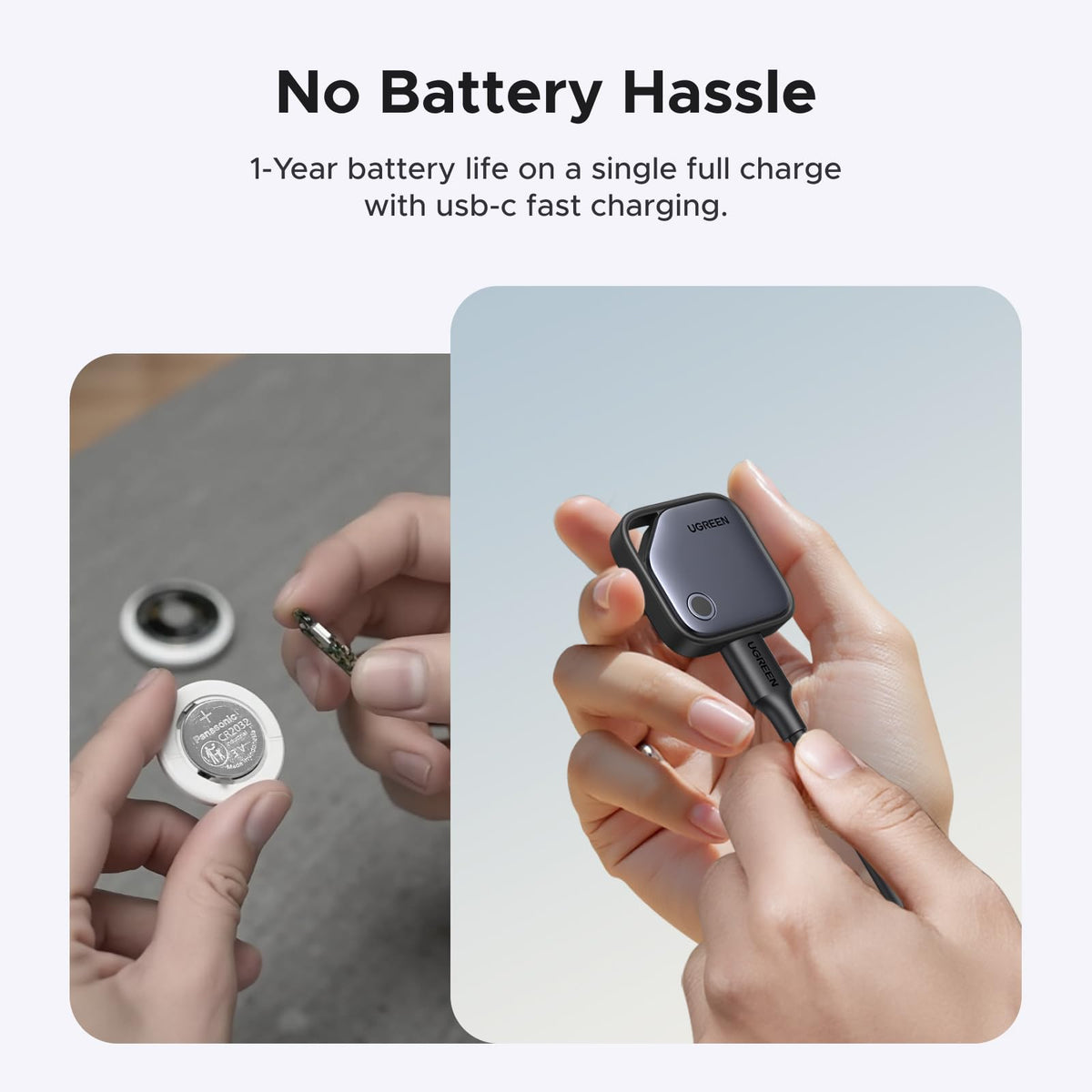 UGREEN FineTrack with Apple Find My (iOS Only), Rechargeable Battery