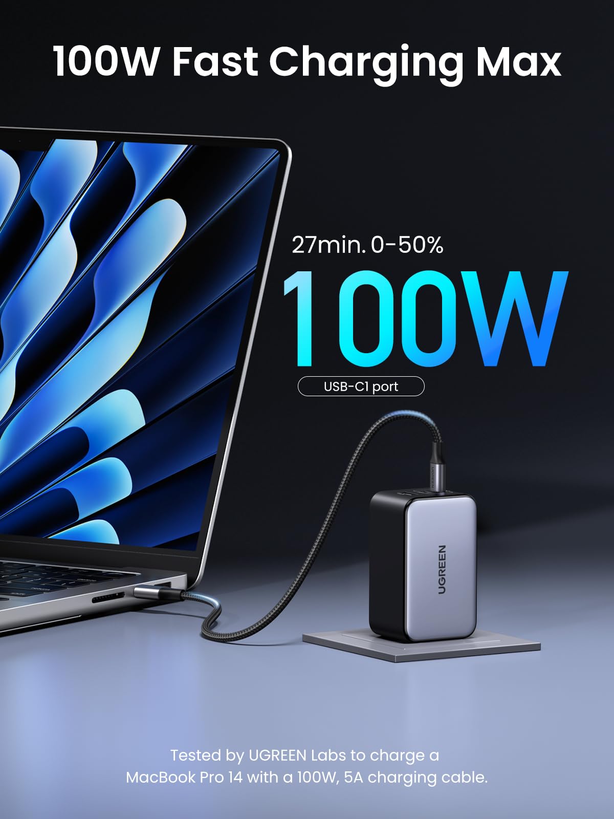 Củ Sạc UGREEN Nhanh Nexode GaN 3 cổng 100W