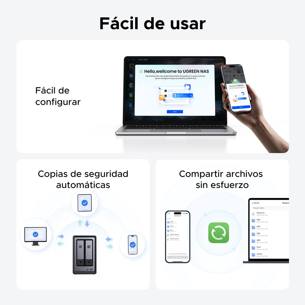 UGREEN NASync DXP2800, NAS de Escritorio de 2 bahías, CPU Intel N100 de Cuatro núcleos